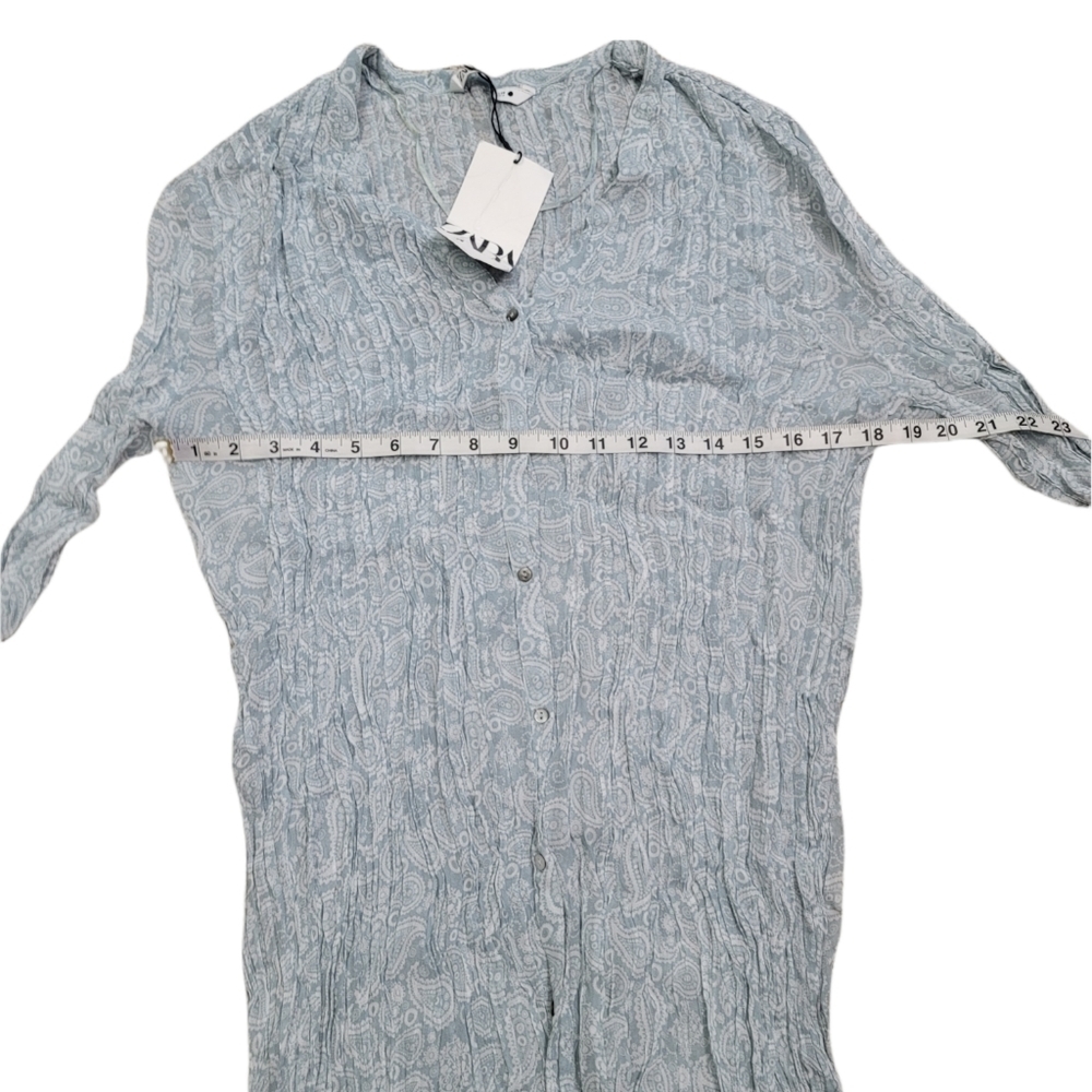 Zara Semi Sheer Wrinkled Button Down Dress - Picture 12 of 16